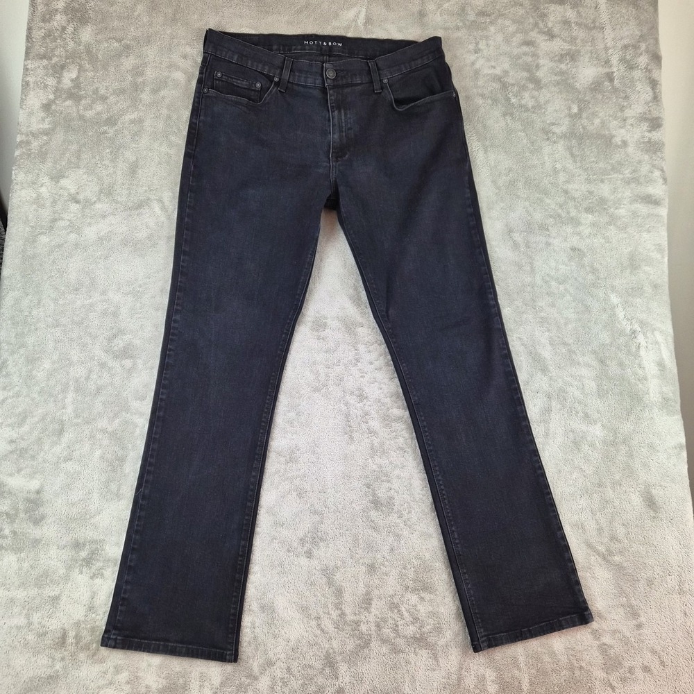 Mott And Bow Straight Jay Jeans Mens 35x32 Black Stretch Denim Pants Modern‎ Fit